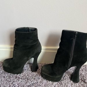Black suede booties